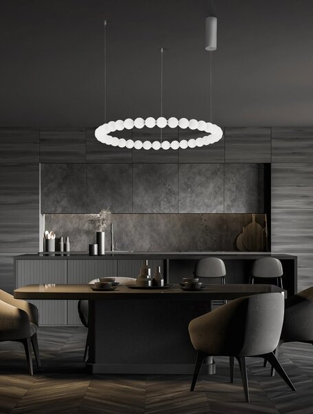 Designový LED lustr Perla 80 chrom s dálkovým ovládáním – Šedá