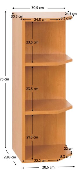 KONDELA Kuchyňská skříňka horní, olše, pravá, LORA MDF NEW KLASIK W30N