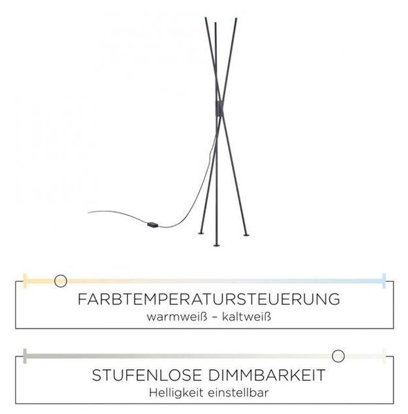 Paul Neuhaus Stojací LED lampa Q-PETER, 10W, v. 170 cm, Smart Home 2700-5000K