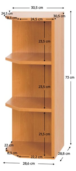 KONDELA Kuchyňská skříňka horní, olše, levá, LORA MDF NEW KLASIK W30N