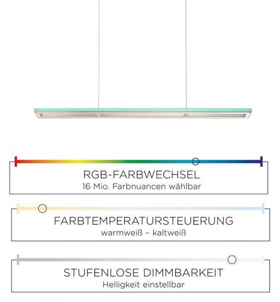 Paul Neuhaus Závěsné LED lineární svítidlo HELIX, 51W, d. 110 cm, RGB, CCT 2700-5000K