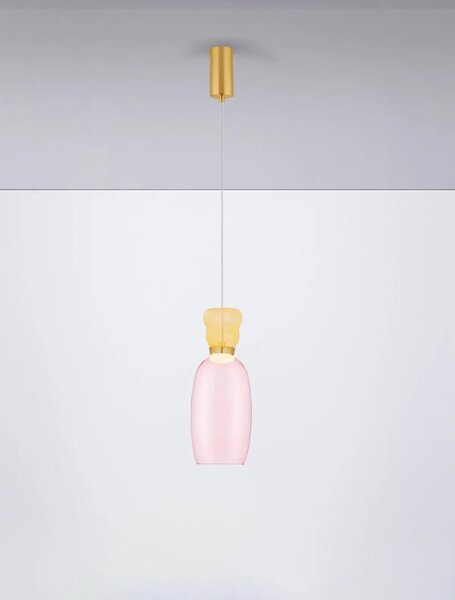 Designový lustr Pluma růžová