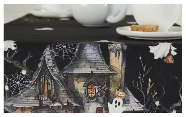 Běhoun na stůl HALLOWEENSKÝ DŮM černá, 37x140 cm