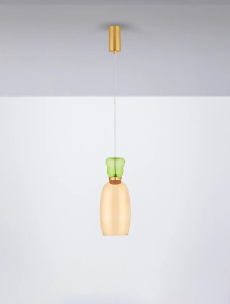 Designový lustr Pluma žlutá – Zlatá