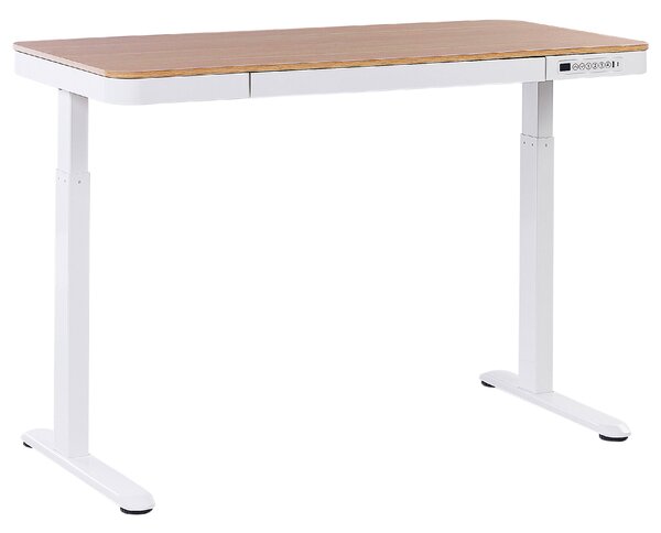 Elektricky výškově nastavitelný pracovní stůl KENLY 120 cm 60 cm s USB portem Hnědá/Bílá