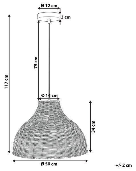 Závěsná lampa MILLIAN Ratan Světle hnědá
