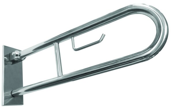 Bemeta Design HELP: Madlo, 600 mm, ve tvaru U, s držákem TP, sklopné, s krytkou, nerez, lesk - 301407271