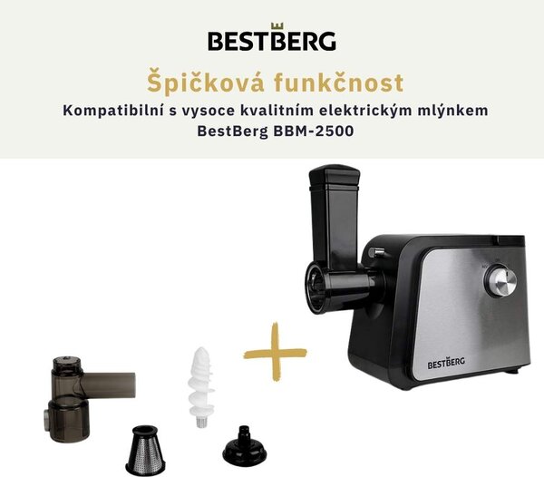 Pomalý odšťavňovač BestBerg BBM-2500SJ příslušenství pro mlýnek BBM-2500