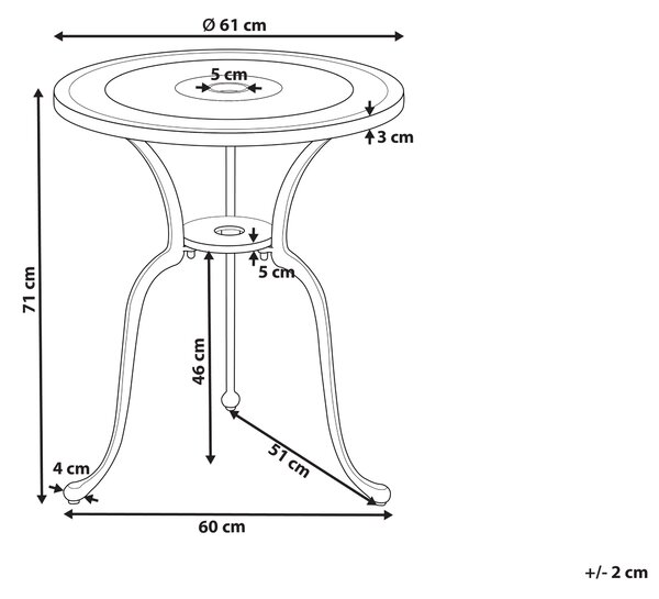 Bistro stolek DASCIO 61 cm 61 cm Kov Krémově bílá