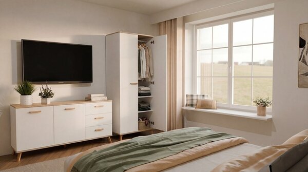 TP Living Komoda Olympo 2D3S 150 cm bílá/dub Artisan