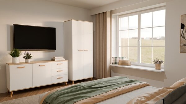 TP Living Komoda Olympo 2D3S 150 cm bílá/dub Artisan