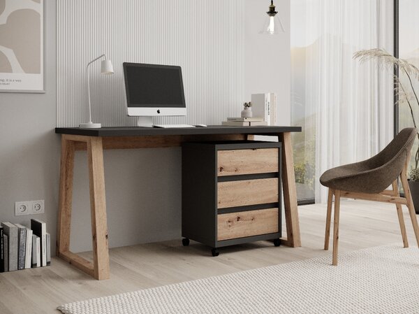 ADRK PC stůl s kontejnerem IWO I G-ART, šedá/dub artisan