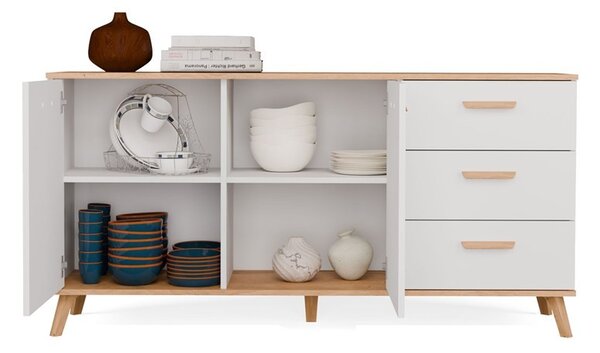TP Living Komoda Olympo 2D3S 150 cm bílá/dub Artisan