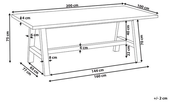 Zahradní jídelní stůl TONNARE 200 cm 100 cm Beton Šedá