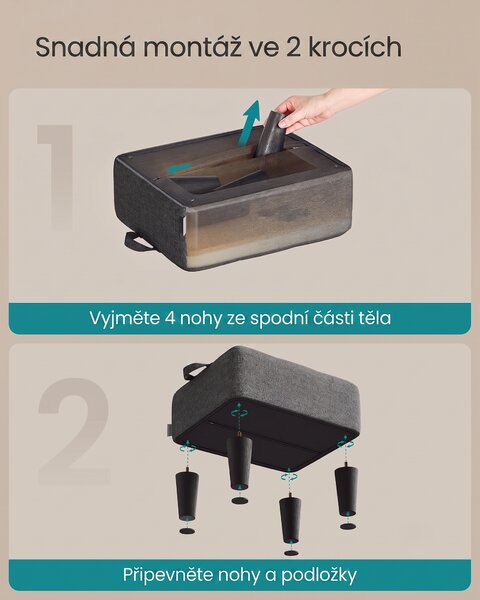 SONGMICS Taburet Reika 40 cm šedý