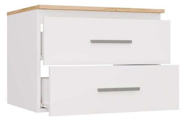 TP Living Závěsná skříňka pod umyvadlo s deskou NEL 2S 60 cm bílá/dub Artisan