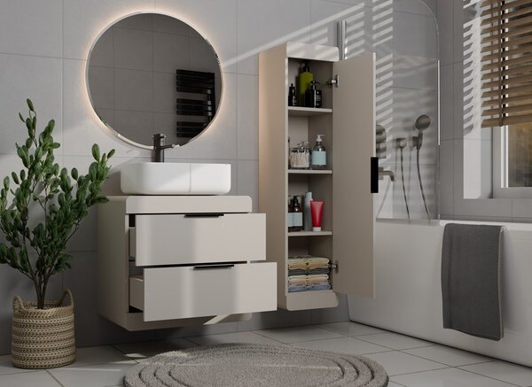 TP Living Vysoká závěsná koupelnová skříňka Terra 1D 31,5 cm kašmírová