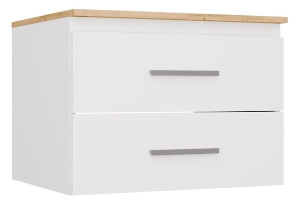 TP Living Závěsná skříňka pod umyvadlo s deskou NEL 2S 60 cm bílá/dub Artisan