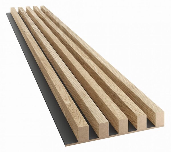 Akustický panel, podklad MDF deska, široká lamela, dubová dýha, 30x275 cm