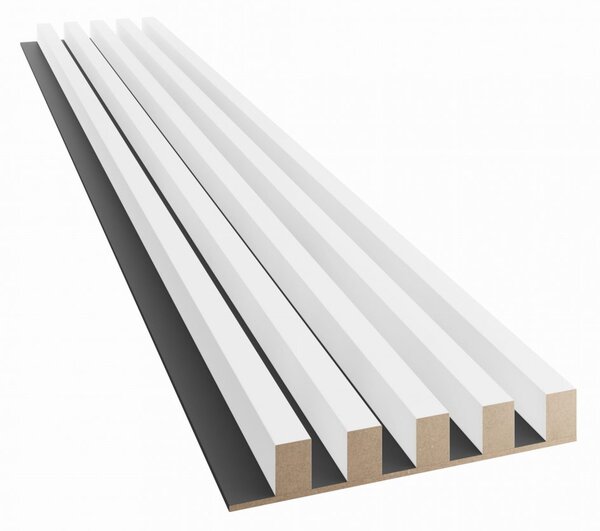 Akustický panel, podklad MDF deska, široká lamela, bílý mat, 30x275 cm