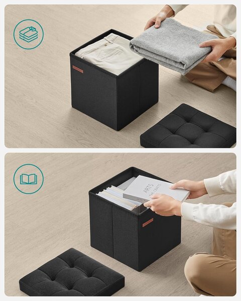 SONGMICS Taburet s úložným prostorem Nestro 30 cm černý