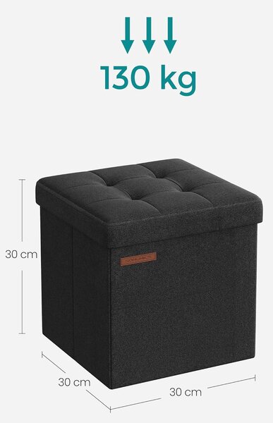 SONGMICS Taburet s úložným prostorem Nestro 30 cm černý