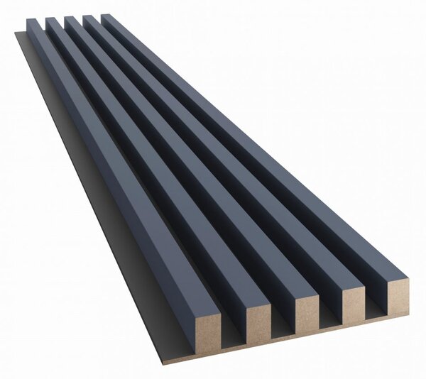Akustický panel, podklad MDF deska, široká lamela, tmavá námořnická modrá, 30x275 cm