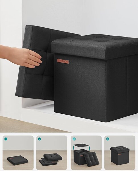 SONGMICS Taburet s úložným prostorem Nestro 30 cm černý