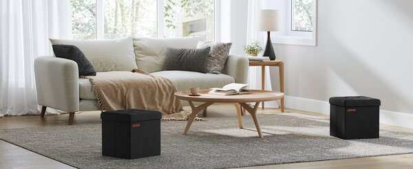 SONGMICS Taburet s úložným prostorem Nestro 30 cm černý