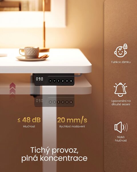 SONGMICS Elektricky nastavitelný psací stůl Vasagle Foral II 100 cm bílý