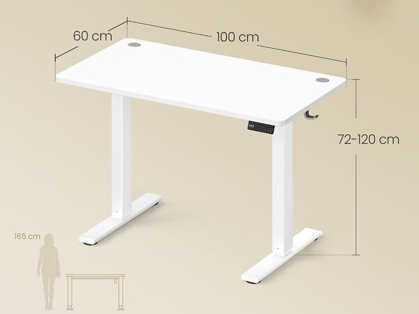 SONGMICS Elektricky nastavitelný psací stůl Vasagle Foral II 100 cm bílý