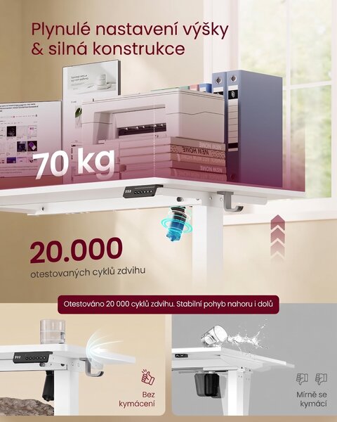 SONGMICS Elektricky nastavitelný psací stůl Vasagle Foral II 100 cm bílý