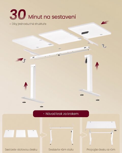 SONGMICS Elektricky nastavitelný psací stůl Vasagle Foral II 100 cm bílý