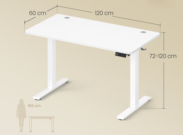 SONGMICS Elektricky nastavitelný psací stůl Vasagle Foral II 120 cm bílý