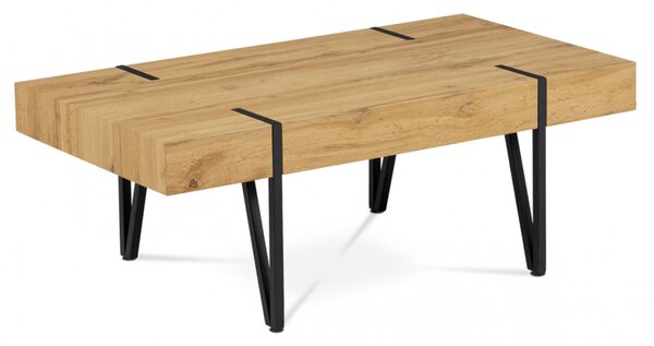 Konferenční stolek MOODY — 110x60x42 cm, MDF divoký dub, černý kov