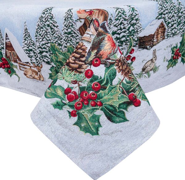 Gobelínový vánoční ubrus s motivem Zimní krajina 137x137 cm