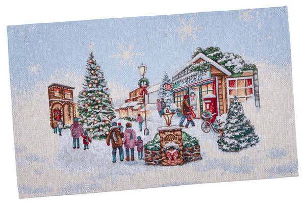 Dům Vánoc Gobelínové vánoční prostírání s motivem Zasněžená vesnička 33x53 cm