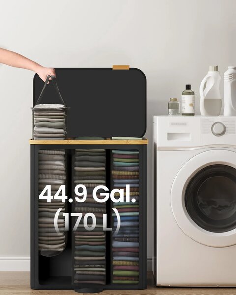 SONGMICS Koš na prádlo Leslie 170 L černý