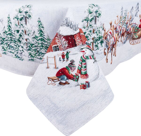 Vánoční ubrus s motivem Santa na saních 97x100 cm