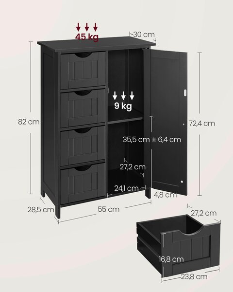 MIDI SKŘÍŇKA, černá, 55/82/30 cm MID.YOU - Koupelnové série, Online Only