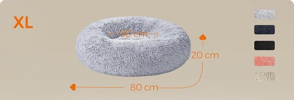 SONGMICS Plyšový pelíšek Fluffys XL 80 cm šedý