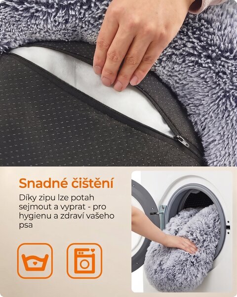 SONGMICS Plyšový pelíšek Fluffys XL 80 cm šedý