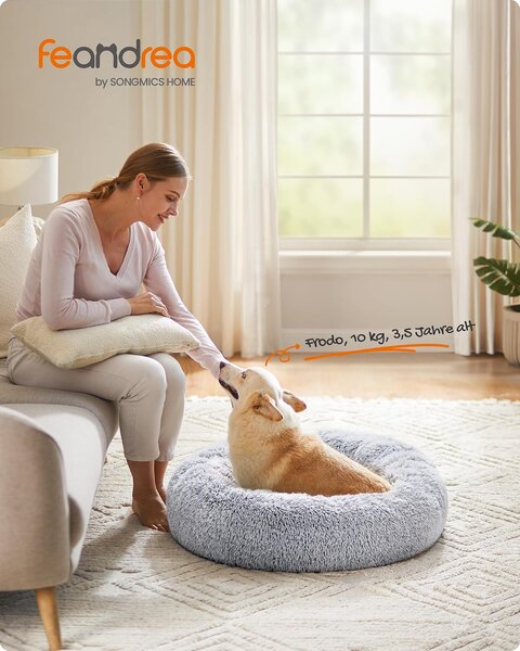 SONGMICS Plyšový pelíšek Fluffys XL 80 cm šedý