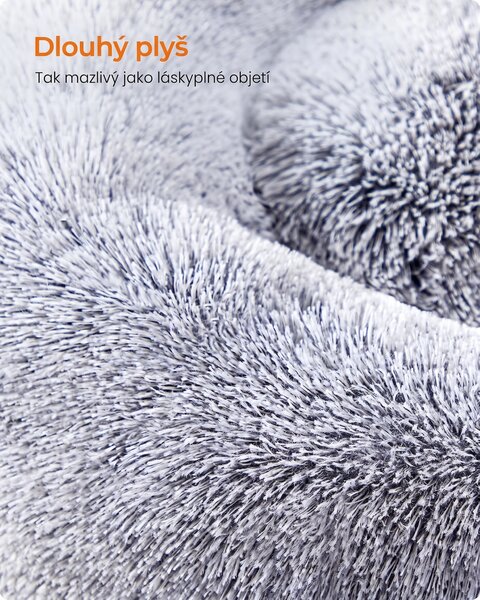 SONGMICS Plyšový pelíšek Fluffys XL 80 cm šedý
