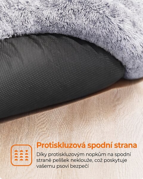 SONGMICS Plyšový pelíšek Fluffys XL 80 cm šedý