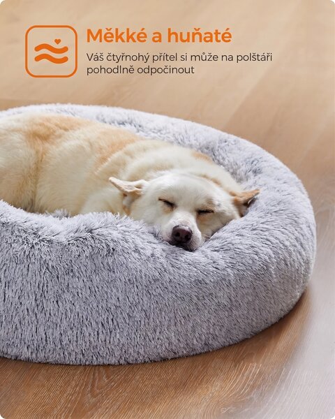 SONGMICS Plyšový pelíšek Fluffys XL 80 cm šedý