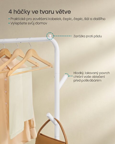 SONGMICS Pojízdný stojan na oblečení Vron 102 cm bílý