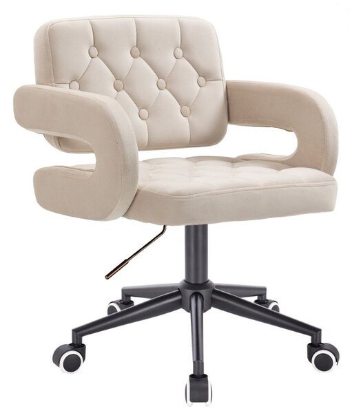 LuxuryForm DESIGN Židle ADRIA VELUR na černé podstavě s kolečky - krémová