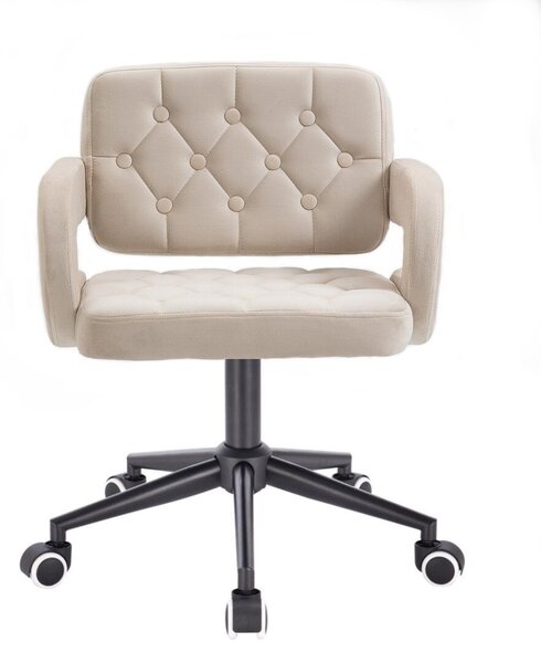 LuxuryForm DESIGN Židle ADRIA VELUR na černé podstavě s kolečky - krémová