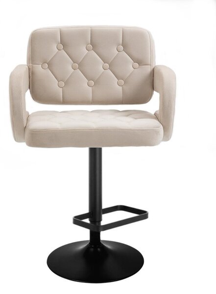 LuxuryForm DESIGN Barová židle ADRIA VELUR na černé kulaté podstavě - krémová
